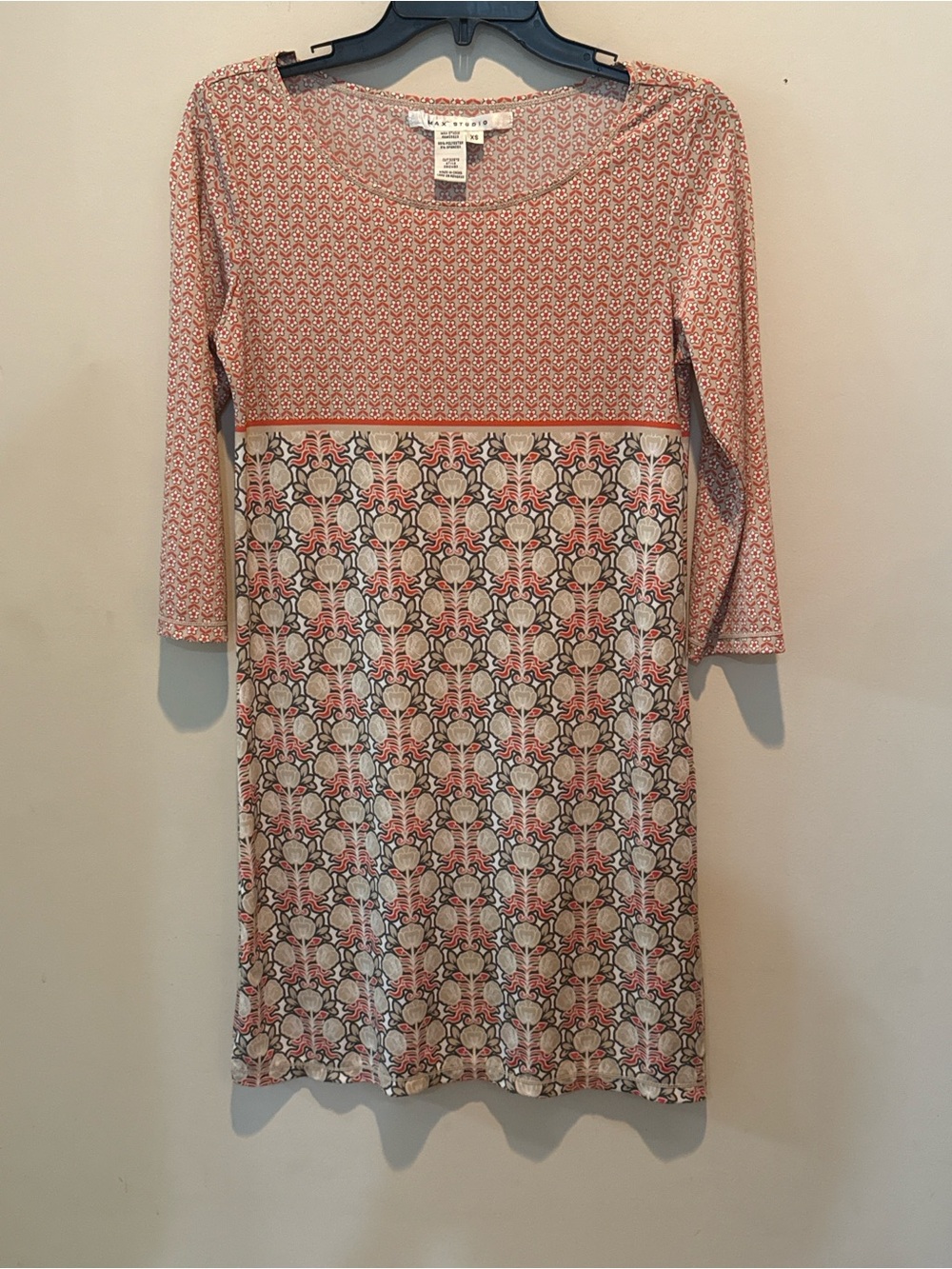 Max Studio Pink Floral Mix-Print Long Sleeve Dress